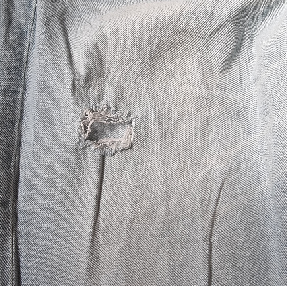 Abercrombie & Fitch  Distressed Boyfriend Ankle Length Light Wash Denim Overalls - Picture 9 of 11